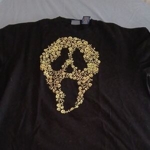 Black T-Shirt with Gold Skull Design